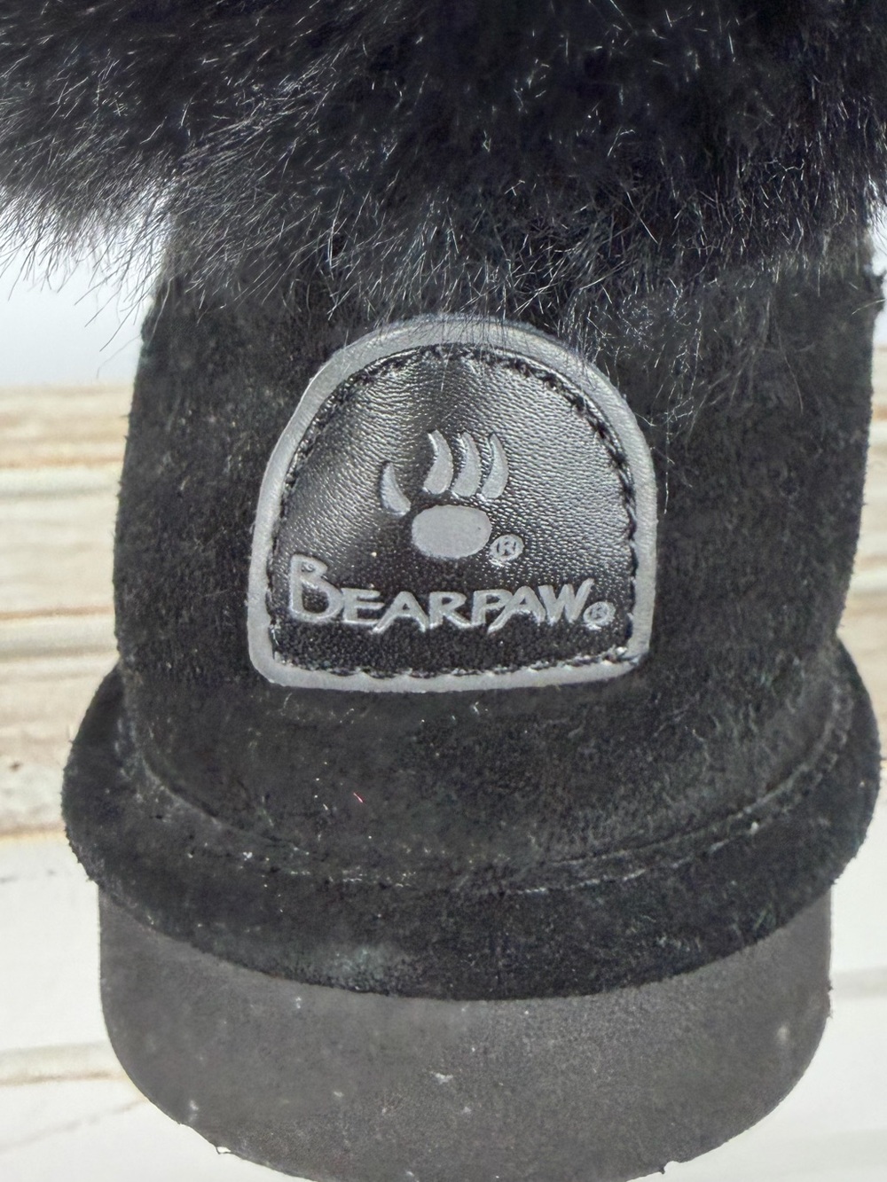 Bearpaw black Koko boot plush shearling collar wool and suede size 7 - Picture 13 of 14